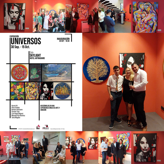 🌌 Gracias por compartir con nosotros la magia de “Universos” 🌌   El pasado 30 de septiembre, vivimos una noche verdaderamente especial en la inauguración de la Exposición Colectiva “Universos”, en la Sala Skylight del Hotel Artmadams (Palma).