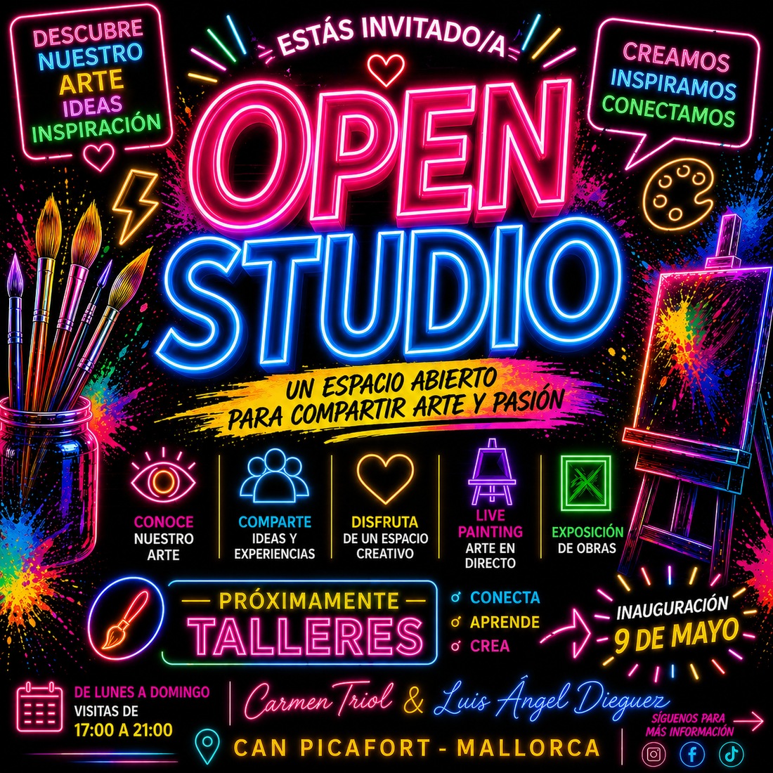 ✨ APERTURA OFICIAL OPEN STUDIO EN CAN PICAFORT, MALLORCA – ARTE CONTEMPORÁNEO, EXPOSICIÓN Y LIVE PAINTING ✨
